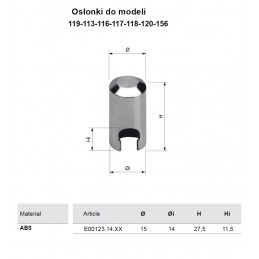 Osłonka zaw.płas.119.. 14mm czarna