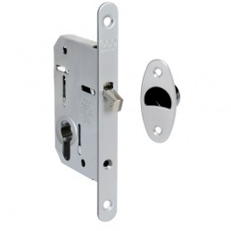 Zamek hakowy na wkładkę 50mm chrom mat czoło 16x160mm mod. SCIVOLA Tre