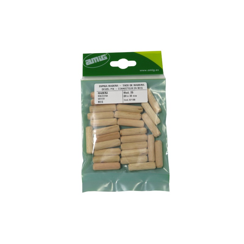 Kołki drewniane montażowe 8x30mm 30szt. mod.25