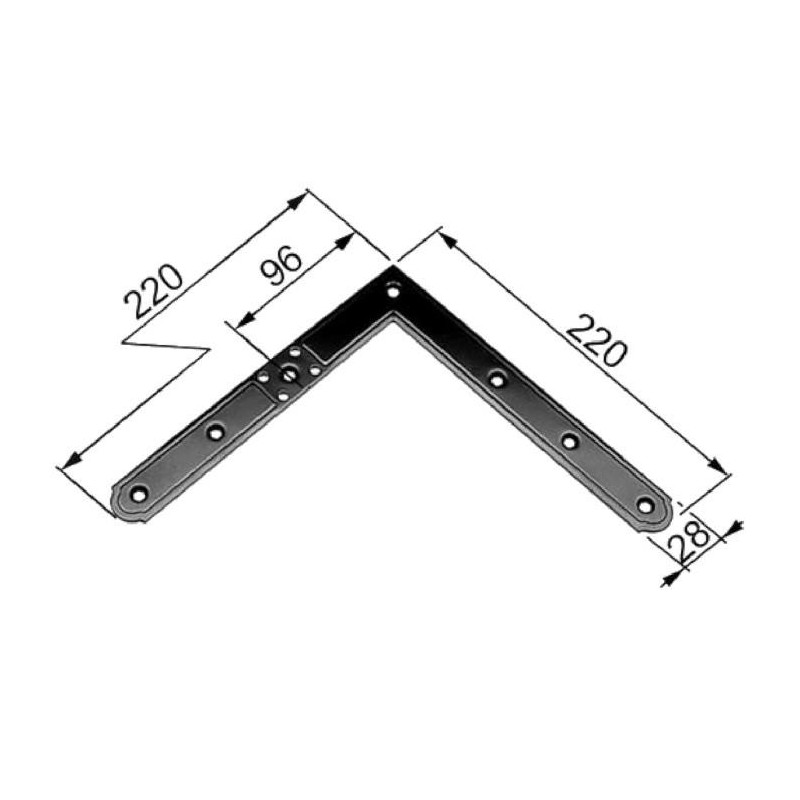 Narożnik 220x220mm bez powłoki 96mm górny lewy / dolny prawy