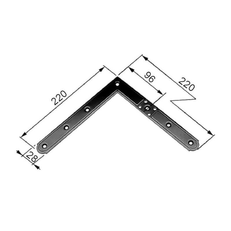 Narożnik 220x220mm bez powłoki 96mm górny prawy - dolny lewy