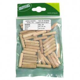 Kołki drewniane montażowe 6x30mm rowkowane 40szt. mod.25