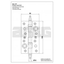 Zawias antywyważeniowy 150x82mm mosiądzowany łożyska mod. 567