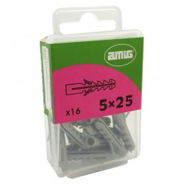 Kołek rozporowy uniwersalny 5x25mm szary nylon 16szt.