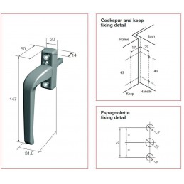 Klamka okienna Derwent z blokadą 7x30 brązowa Lewa