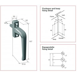 Klamka okienna Derwent z blokadą 7x30 brązowa Prawa