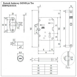 Zamek hakowy na klucz 50mm F16 brąz SCIVOLA Tre