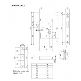 Zamek hakowy łazienkowy BT-40 F22 nikiel połysk