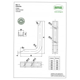 Wspornik półki aluminium biały 350x200mm mod.4
