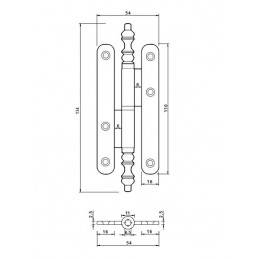Zawias do drzwi 134x54mm stal czarny rozłączny PRAWY (pl) mod. 606
