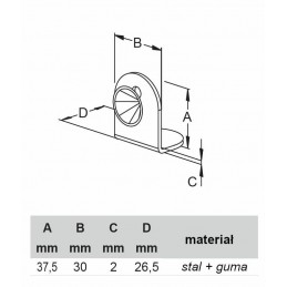 Odbój drzwiowy z przyssawką 30x37mm brązowy podłogowy mod. VENTOSA 2szt. R502