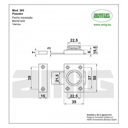 Zasuwka 385-35 mosiądzowana