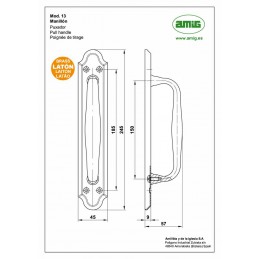 Pochwyt mosiężny 245x45mm mod. 13