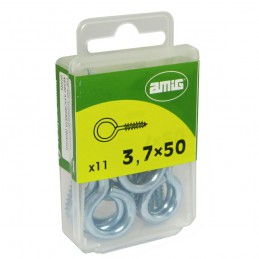 Haczyk wkręcany 3,7x50mm oczko 12mm cynkowany 11szt.