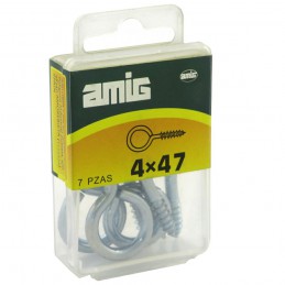 Haczyk wkręcany 4x47mm oczko 14mm cynkowany 7szt.