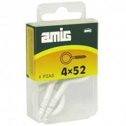 Haczyk wkręcany 4x52mm oczko 14mm biały 4szt.