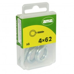 Hak pełny oczko 4x62mm cynkowany 6szt.