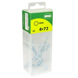 Haczyk wkręcany 4x72mm oczko 14mm cynkowany 5szt.