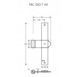 T-zawias z centr oczkiem 16cm - d.12 cza