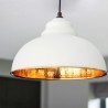 Lampa Harborne 40cm biała miedź młotk.