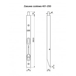 Zasuwa czołowa kantrygiel 250mm brąz mod.401 AGB