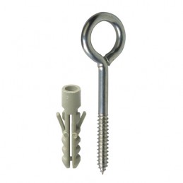 Haczyki oczkowe wkręcane 3x46mm cynkowane + kołki rozporowe 5szt.