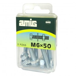 Śruba M6x50mm z podkładką i nakrętką cynkowana 5 szt.