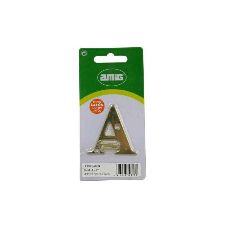 Litera A mosiężna 5cm przykręcana