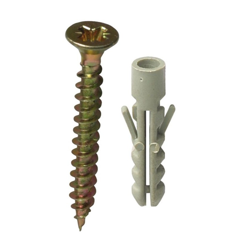 Wkręty 4,5x40mm żółty ocynk i kołki rozporowe 6szt.