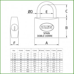 Kłódka 30mm mosiężna matowa mod.2