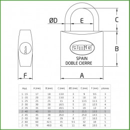 Kłódka 40mm mosiężna matowa mod.2