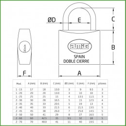Kłódka 60mm mosiężna matowa mod.2