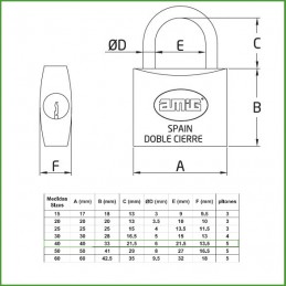 Kłódka 40mm mosiężna ten sam klucz mod.21