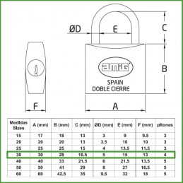 Kłódka 30mm mosiężna ten sam klucz mod.24