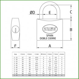 Kłódka 70mm mosiężna matowa mod.2