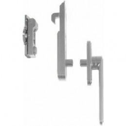 Zatrzask okiennicy automatyczny z klamką srebrny mat