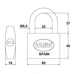 Kłódka mosiężna 60mm podwójne ryglowanie mod.120
