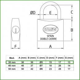 Kłódka mosiężna 30mm chromowana mod.60 display
