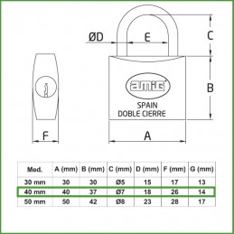 Kłódka mosiężna 40mm chromowana mod.60 display
