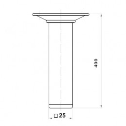 Noga meblowa stalowa wys. 400mm kwadrat 25x25mm czarna mod.3