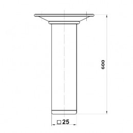 Noga meblowa stalowa wys. 600mm kwadrat 25x25mm czarna mod.3