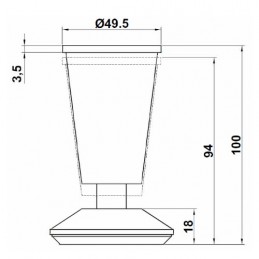 Noga meblowa wys.100mm niklowana mod.8