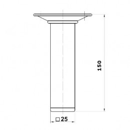Noga meblowa stalowa wys.150mm kwadrat 25x25mm czarna mod.3 display