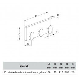 Wieszak drewniany NATURALIA sosna surowa 3 kółka srebrne mod. 602