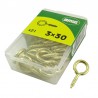Haczyki oczkowe wkręcane 3x30mm oczko 9mm mosiądzowane 21szt.