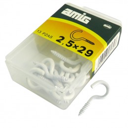 Hak półpełny haczyk wkręcany 2,5x29mm biały 13szt.