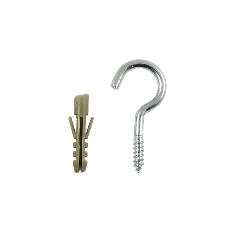 Haczyki półpełne 2,5x30mm cynkowane + kołki rozporowe 4x22 8szt.