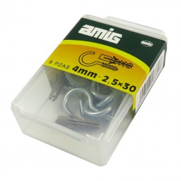 Hak półpełny 2,5x30mm cynkowany kołek rozporowy 4x22 8szt.