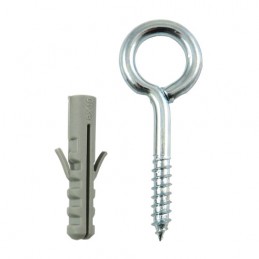 Haczyki oczkowe wkręcane 4,8x65mm cynkowane oczko 15mm + kołki rozporowe 2szt.