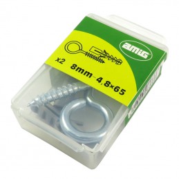 Haczyki oczkowe wkręcane 4,8x65mm cynkowane oczko 15mm + kołki rozporowe 2szt.